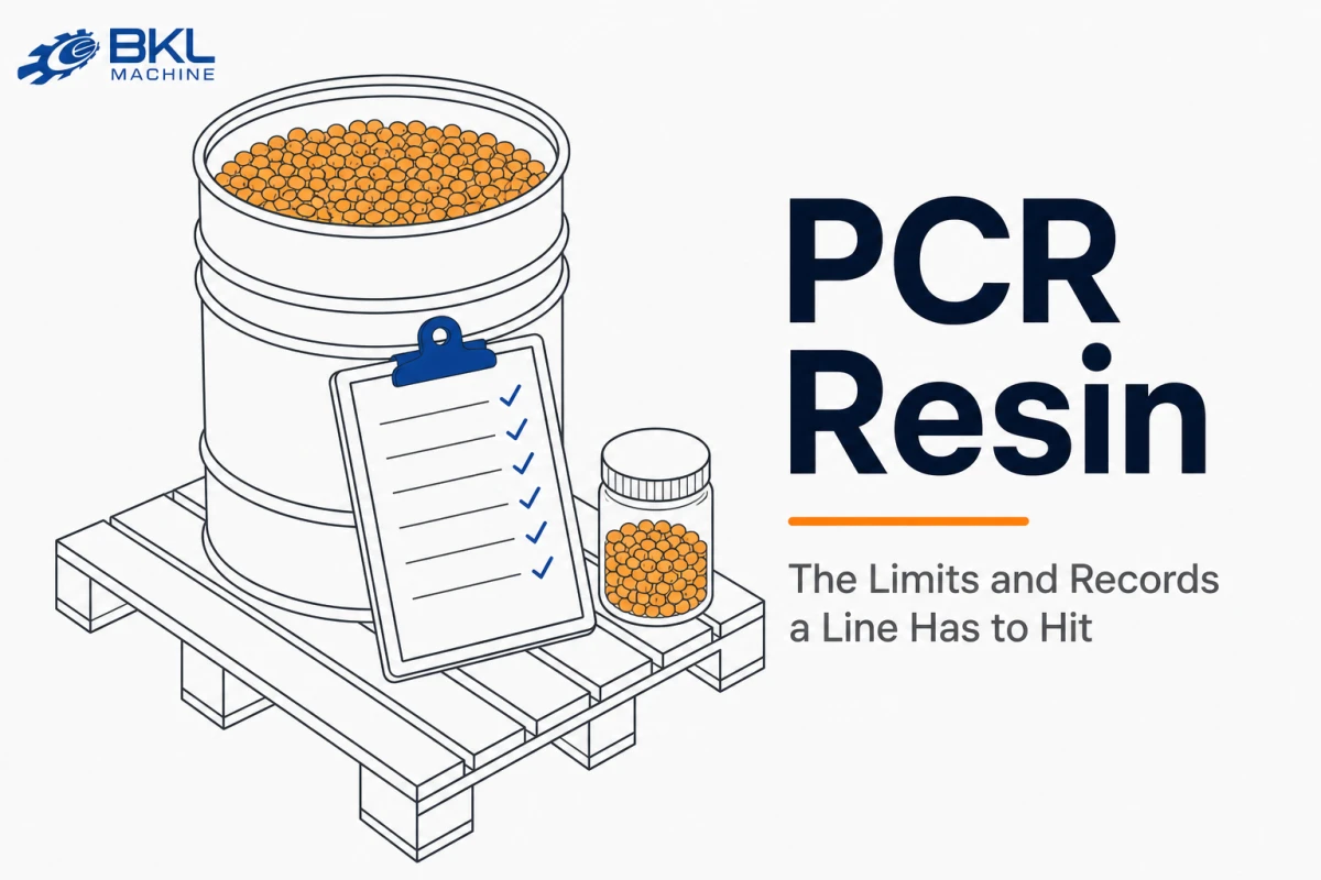 Diagram of a drum of PCR pellets with a batch record sheet and a sealed sample jar