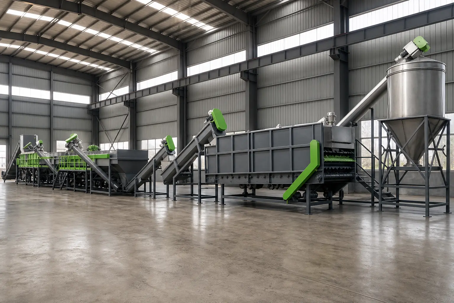 Complete plastic washing line assembled in the BKL-MACHINE workshop