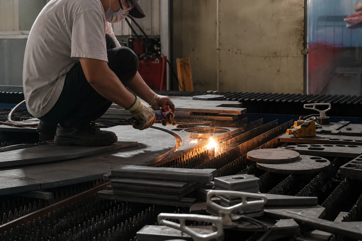 Cutting at the BKL-MACHINE plastic recycling machine factory