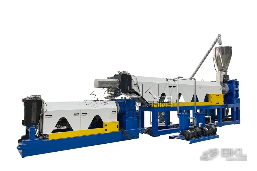 Recycled pellet during plastic recycling at BKL-MACHINE