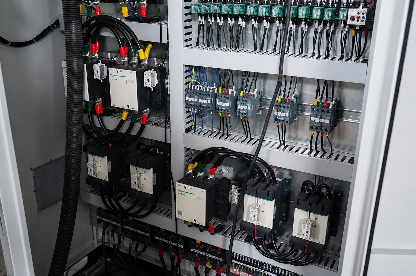 Assembling drives, gearboxes and control cabinet on a plastic recycling machine
