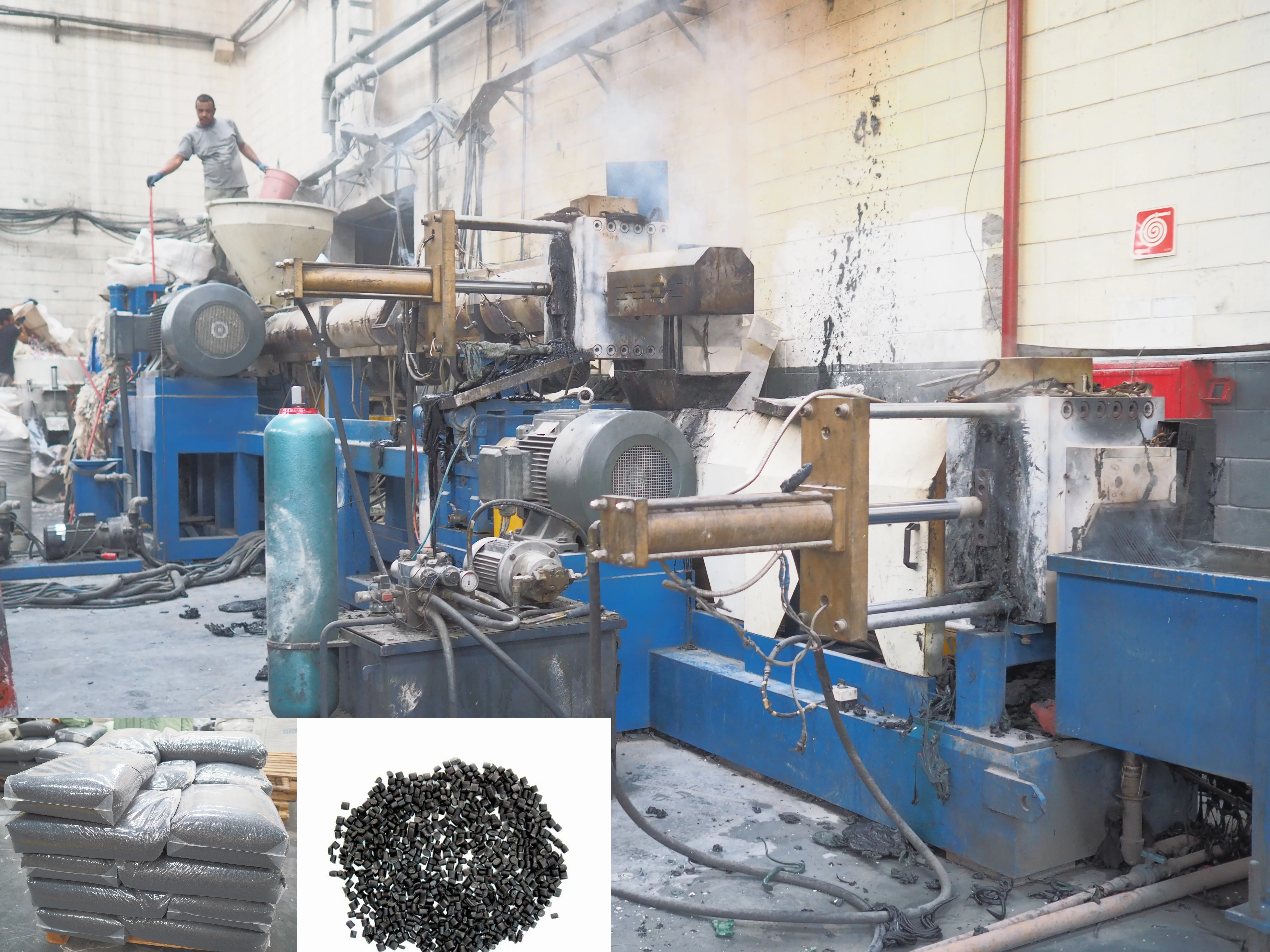 Brazil, South America - HDPE PP rigid pelletizing machine SJ200 double stage model for 1000kgh