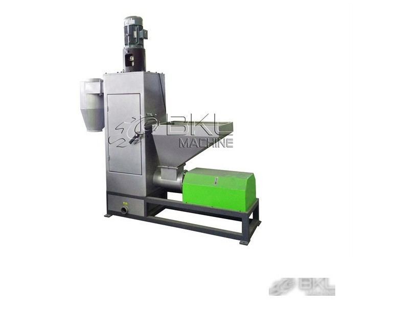 Vertical centrifugal dryer with top-mounted motor, cyclone outlet and steel support frame