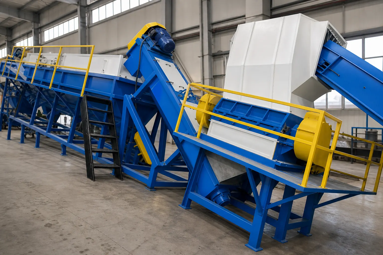 HDPE drum washing line front end sized for thick walled containers by BKL-MACHINE