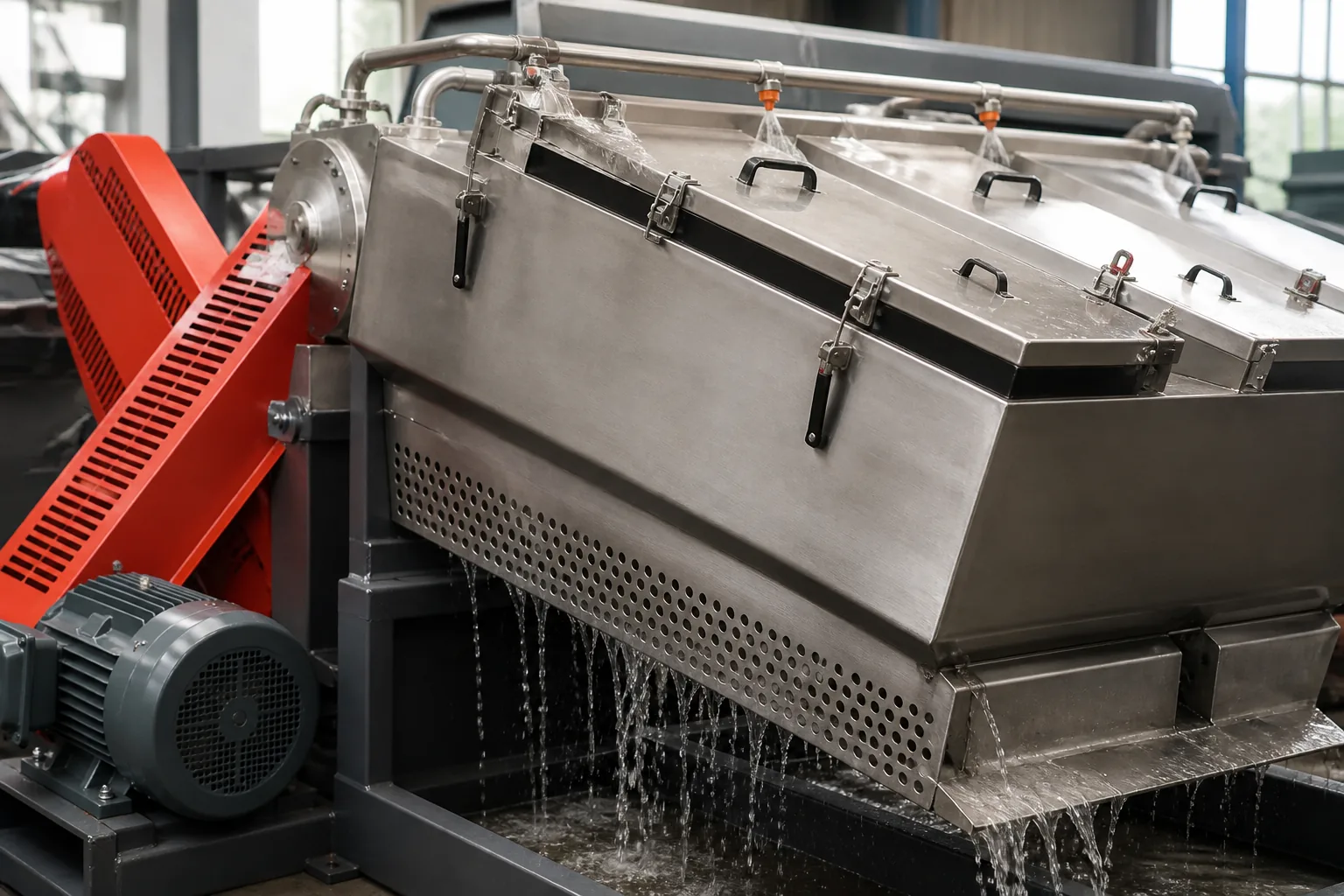 Stainless steel high speed friction washer taking the mechanical load ahead of the hot tank at BKL-MACHINE