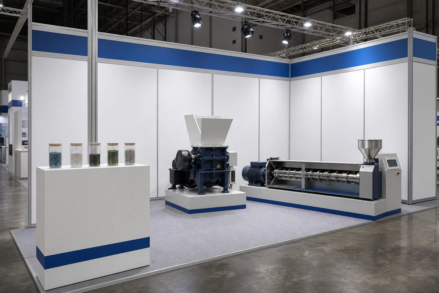 Plastic recycling equipment exhibition stand where recyclers and buyers meet
